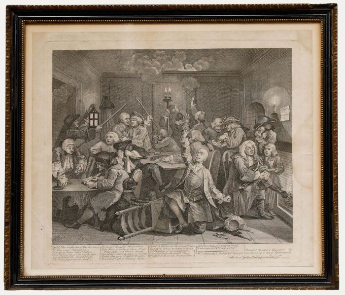 William Hogarth - 1735 Engraving, A Rake's Progress: The Gaming House