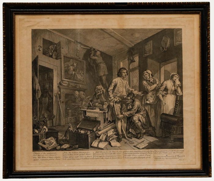William Hogarth - 1735 Engraving, A Rake's Progress: The Heir