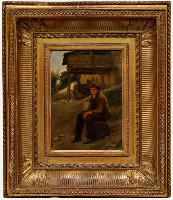 Attributed to Pierre Edouard Frère - 19th Century Oil, Waiting by the Road