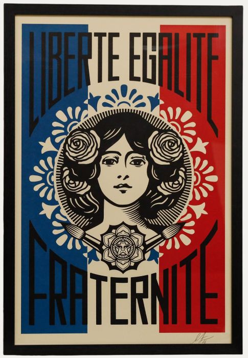 Shepard Fairey - 2016 Lithograph, Liberté, Égalité, Fraternité