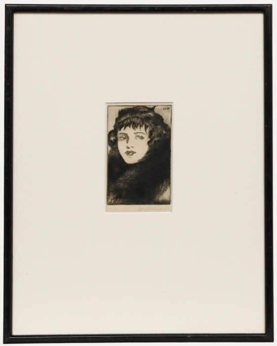 Harold Williamson - Framed Early 20th Century Etching, Lady in Fur