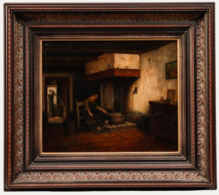 Harlingen - c.1900 Oil, Stoking the Fire
