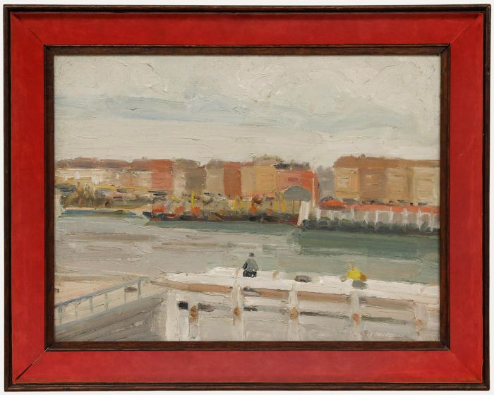 Edmond De Meulenaere - Early 20th Century Oil, Lively Quay