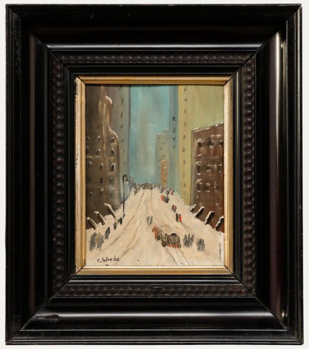 Ernest Wrede (1907-1973) - Mid 20th Century Oil, Winter City Scene