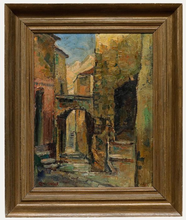 Cees van IJsseldijk - Mid 20th Century Oil, Village Street