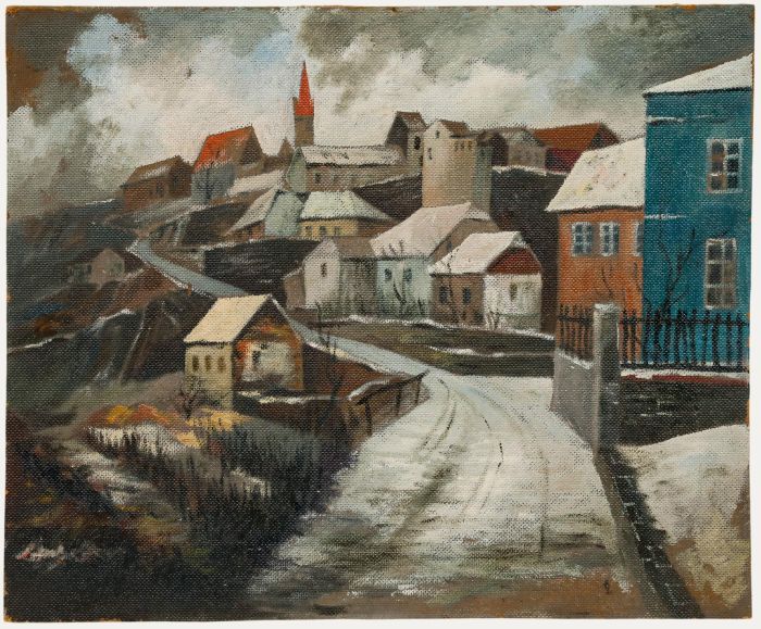 After Theodor von Hörmann - Mid 20th Century Oil, Znaim in the Snow