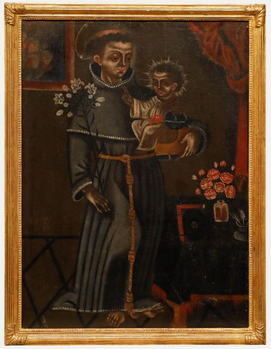 18th Century Oil - Saint Anthony of Padua with Child