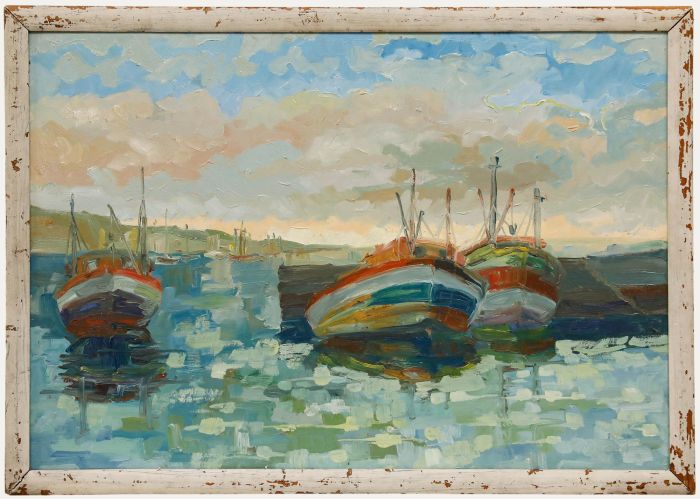 Zdeuka Kuklikova - Framed Mid 20th Century Oil, Boat Landing