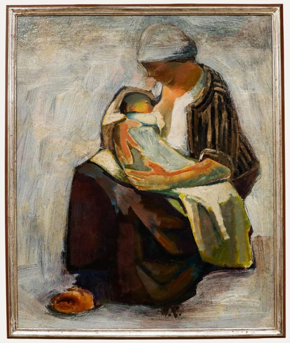 Framed 20th Century Oil - Mother with Child