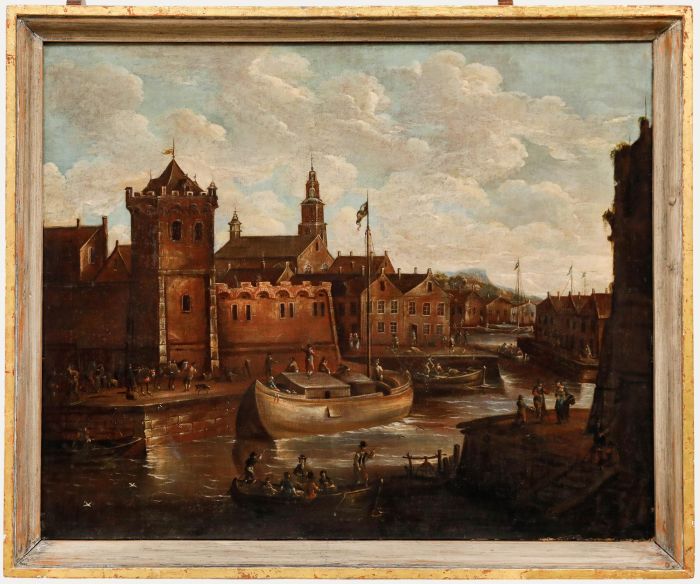 Dutch School - Framed 18th Century Oil, Capriccio Townscape