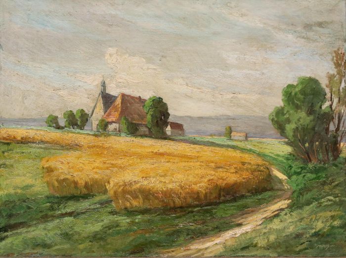 M. Köhler - Mid 20th Century Oil, Church in the Country