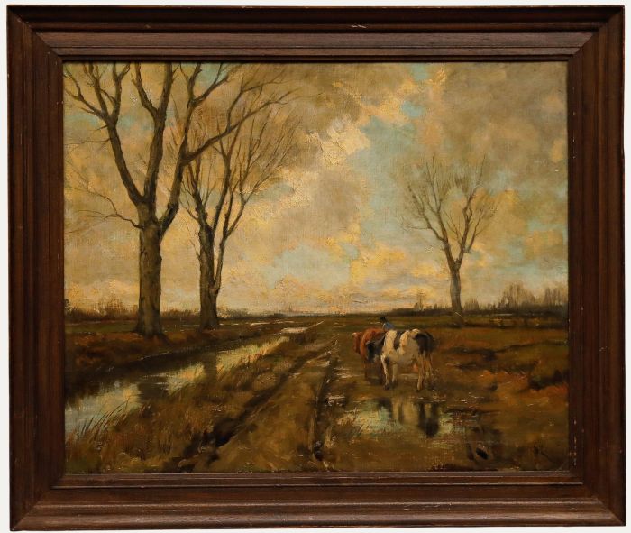 A. Lenning - Framed Late 19th Century Oil, Heading Out to Pasture