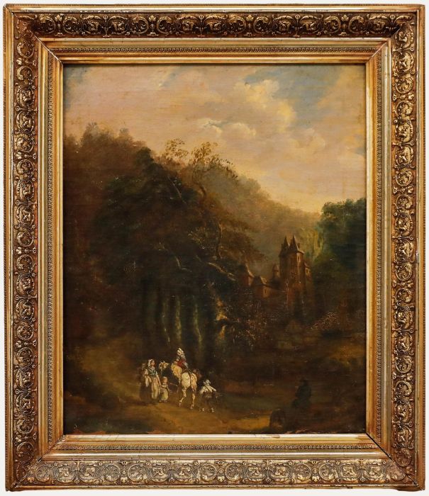 For Restoration 19th Century Oil - Road to the Castle