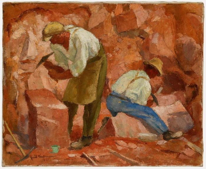 Emil Dielmann - 1936 Oil, Labourers in a Quarry