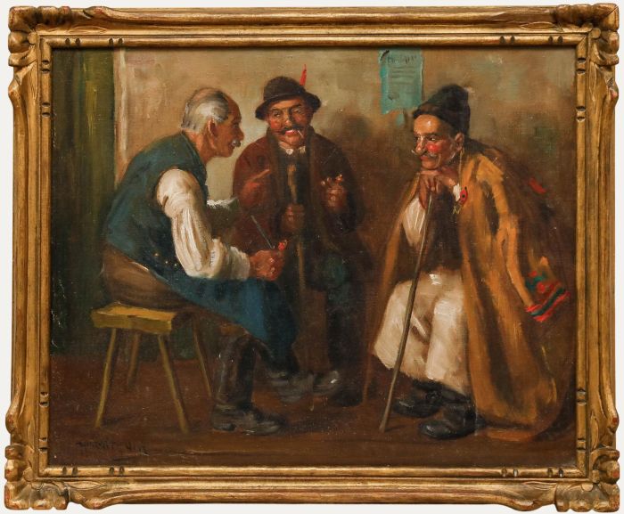 Lajos Von Horvath - Mid 20th Century Oil, Village Gossip