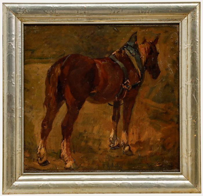 Reinhard Schmidt - Framed Early 20th Century Oil, Workhorse in Harness