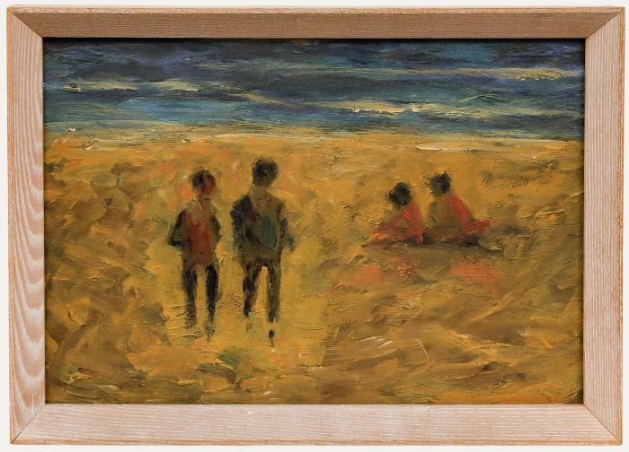 Framed 20th Century Oil - Beach Bathers