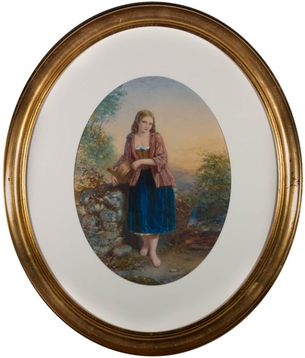 Mid 19th Century Watercolour - Country Beauty
