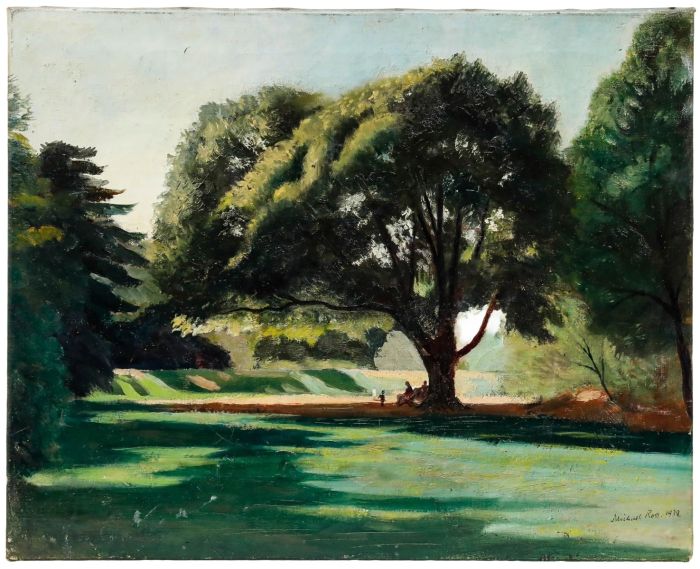 Michael Ross - Mid 20th Century Oil, Figures Beneath a Tree