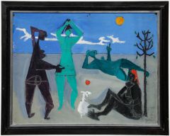 Christian Julia (1921-1991) - Mid 20th Century Oil, Conversation