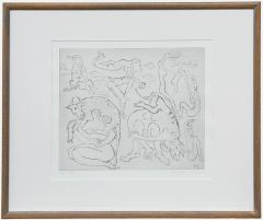 Brigitte Stamm (1927-2006) - Modernist 20th Century Etching, Bovine Balancing