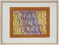 Modernist 1973 Aquatint - Abstract Waves