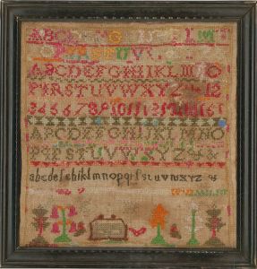 Framed 19th Century Embroidery - Woolwork Sampler