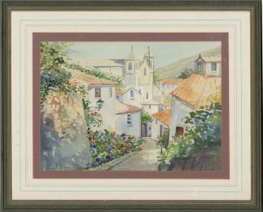20th Century Watercolour - Summer Village Scene