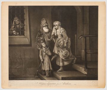 John Spilsbury (1730-1795) after Rembrandt - 18thC Mezzotint, Hagar's Departure