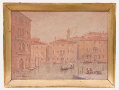 John Weston Gough (1929-2019) - Framed 20th Century Oil, Pink Sunset, Venice