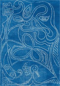 Eddie Bianchi (fl.1975-95) - Contemporary Linoprint, Blue Maze