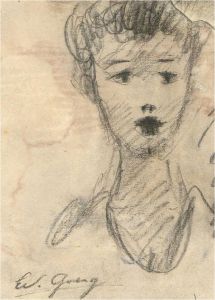 Edouard Joseph Goerg (1893-1969) - Early 20th Century Conte Drawing, Young Woman