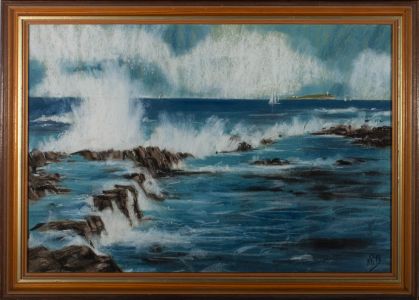 N.R. - 1979 Pastel, Splashing Waves