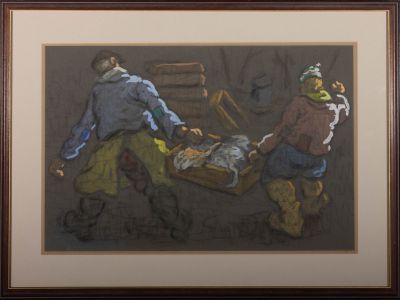 Vicente Gil Franco (1898-1959) - 1953 Gouache, Fishermen at Boulogne-sur-Mer