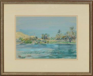 John Linfield (b.1930) - 1995 Watercolour, Egyptian Palm Groves