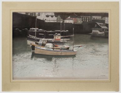 K. Mortimer - 20th Century Pastel, Three Moored Boats