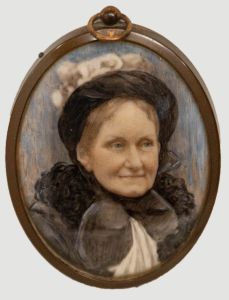 Miniature Late 19th Century Watercolour - Victorian Woman in Black