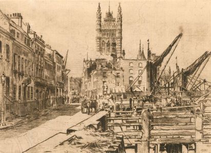 William Monk RE (1863-1937) - Early 20th Century Etching, Old Westminster