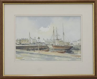 Eric Thompson - Contemporary Watercolour, St Sampsons Harbour from the Bridge