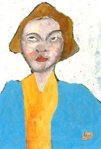 Ben Carrivick - Contemporary Oil, Blue Cardigan
