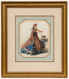 Attrib. William McConnell (fl.1850-1890) - 1862 Watercolour, Mother & Children