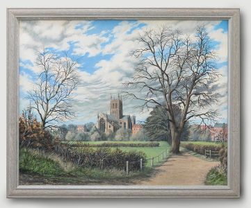 F. C. Crompton - 1996 Acrylic, View of Worcester Cathedral