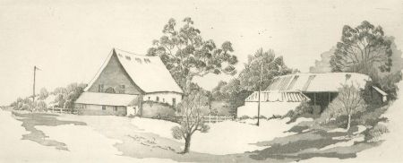 Wendy Trinder (1942-2020) - Contemporary Etching, Suffolk Barns