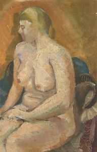 Ewart Johns (1923-2013) - c.1955 Oil, Seated Nude