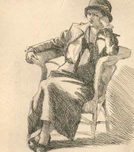 Herbert Cutner (1881-1969) - Early 20th Century Etching, Portrait of a Lady