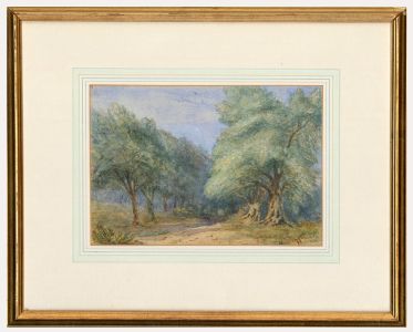 Framed 19th Century Watercolour - Wooded Landscape