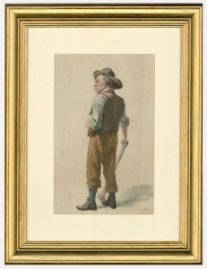 H.J Snell - Framed Late 19th Century Watercolour, Ready with the Axe