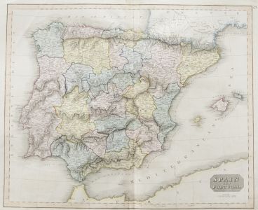 John Thomson (1777-1840) - 1830 Map Engraving, Spain and Portugal