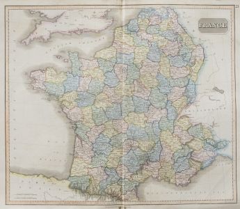 John Thomson (1777-1840) - 1830 Map Engraving, France in Departments