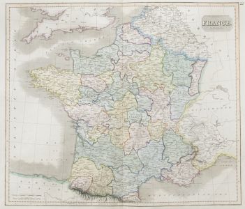 John Thomson (1777-1840) - 1830 Map Engraving, France in Provinces